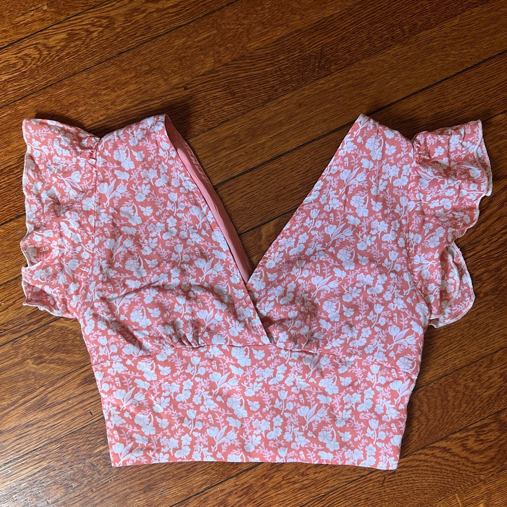 Pink Lily floral crop top